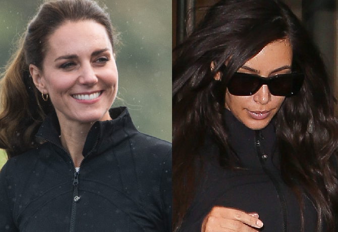 Katalin hercegné és Kim Kardashian ugyanazt a fekete dzsekit hordják - kinek áll jobban?